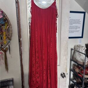 Free People Red Lace Maxi Dress